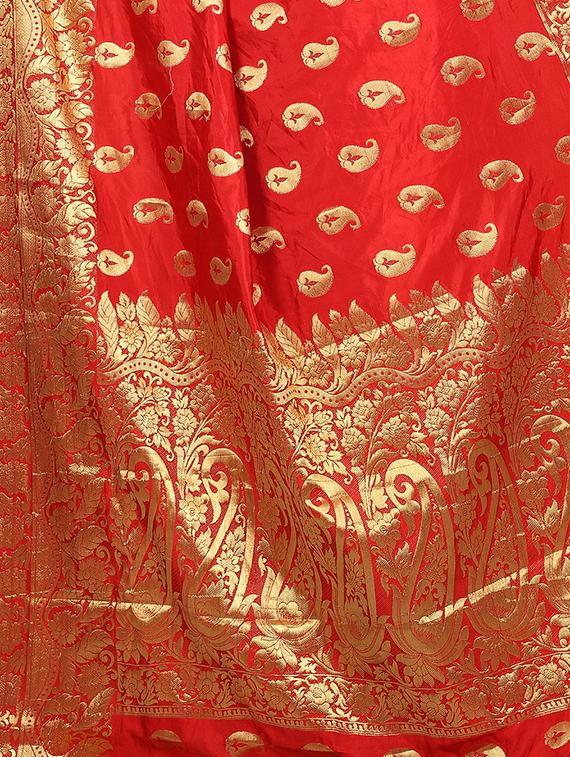 maroon cotton silk banarasi saree with blouse - 15504152 - Standard Image - 3