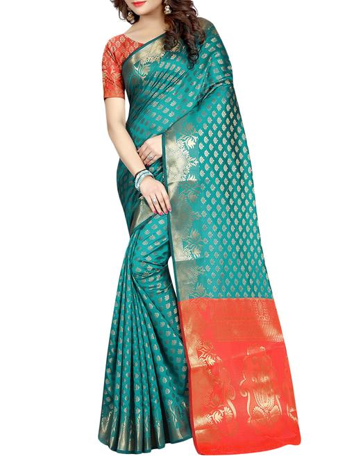 zari motif banarasi saree with blouse - 15504153 -  Standard Image - 0