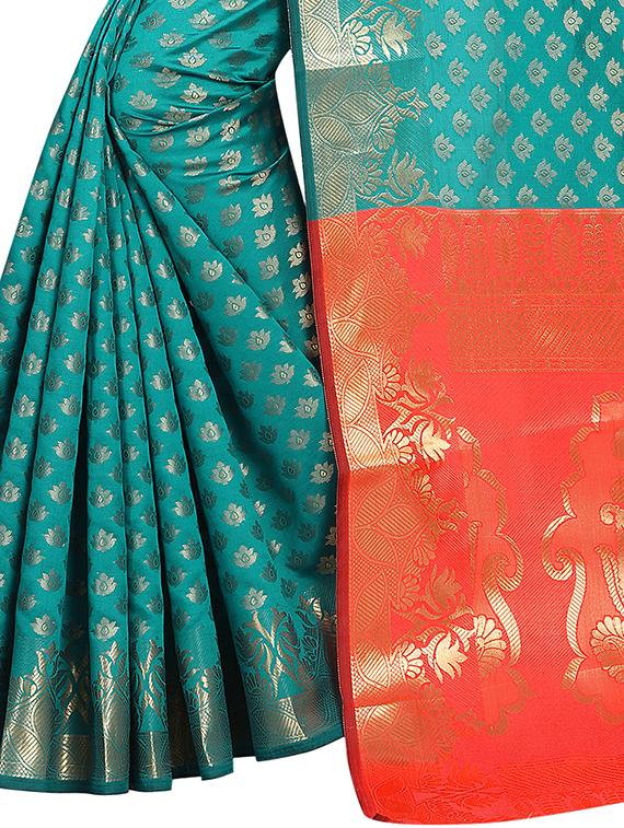 zari motif banarasi saree with blouse - 15504153 - Standard Image - 3