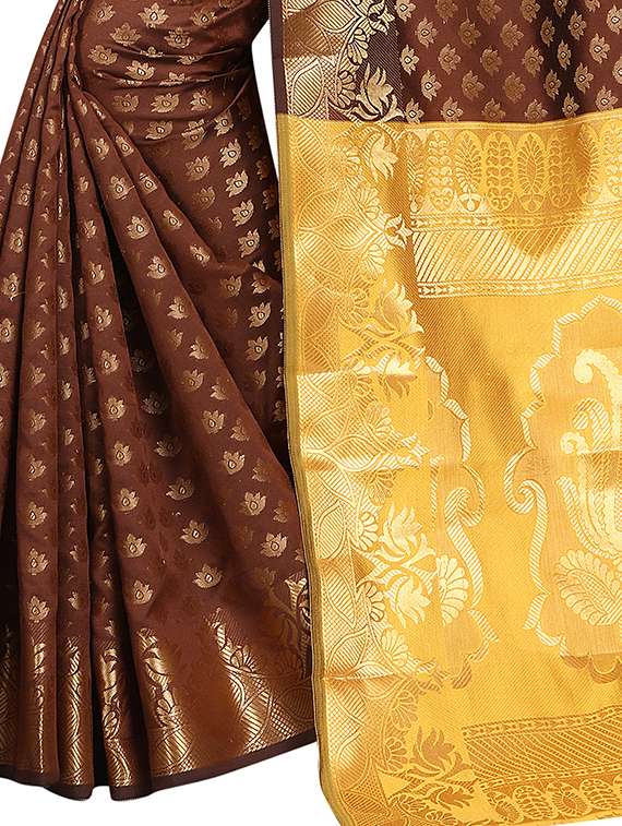 zari motif banarasi saree with unstiched blouse with blouse - 15504154 - Standard Image - 3
