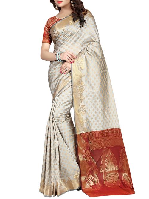 zari motif banarasi saree with blouse - 15504155 -  Standard Image - 0