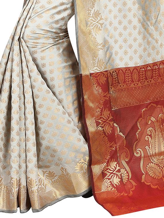 zari motif banarasi saree with blouse - 15504155 - Standard Image - 3