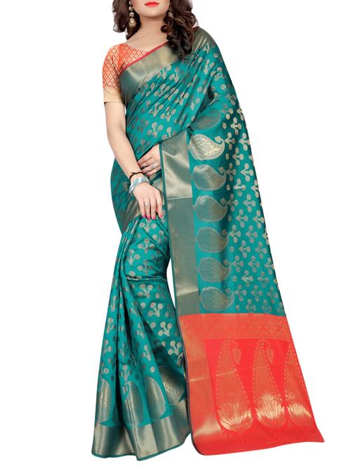 zari motif banarasi saree with blouse - 15504156 - Standard Image - 0