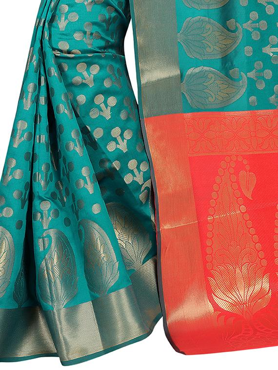 zari motif banarasi saree with blouse - 15504156 - Standard Image - 3