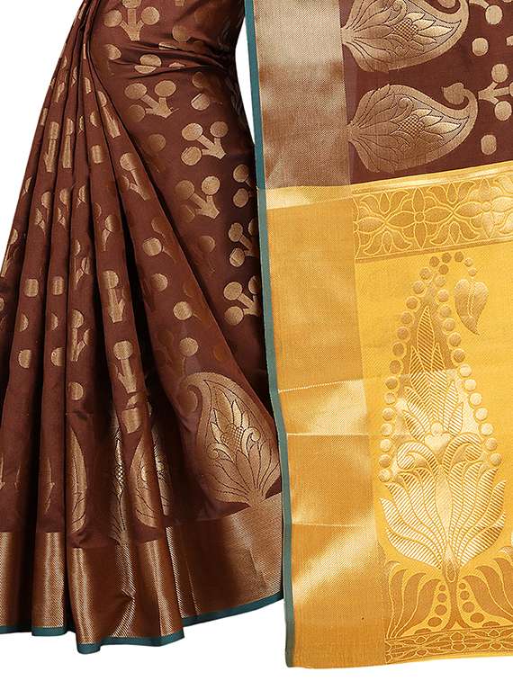 zari motif banarasi saree with unstiched blouse with blouse - 15504158 - Standard Image - 3