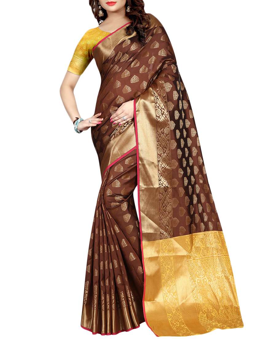 zari motif banarasi saree with blouse - 15504159 - Zoom Image - 0