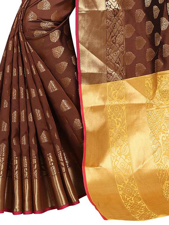 zari motif banarasi saree with blouse - 15504159 - Standard Image - 3