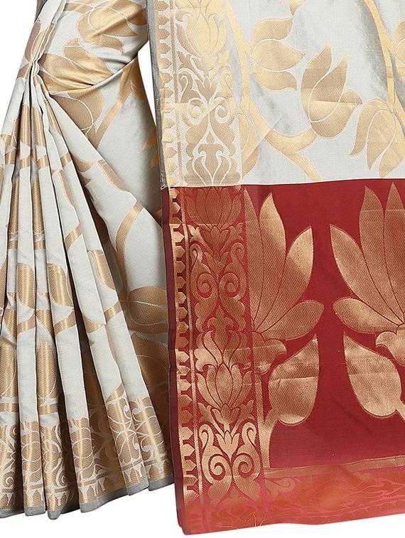 zari motif banarasi saree with unstiched blouse with blouse - 15504160 - Standard Image - 3
