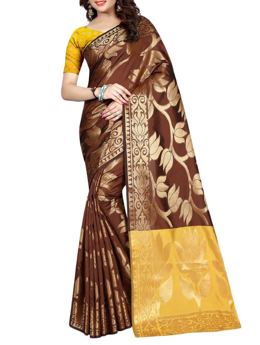 zari motif banarasi saree with blouse - 15504161 - Zoom Image - 0