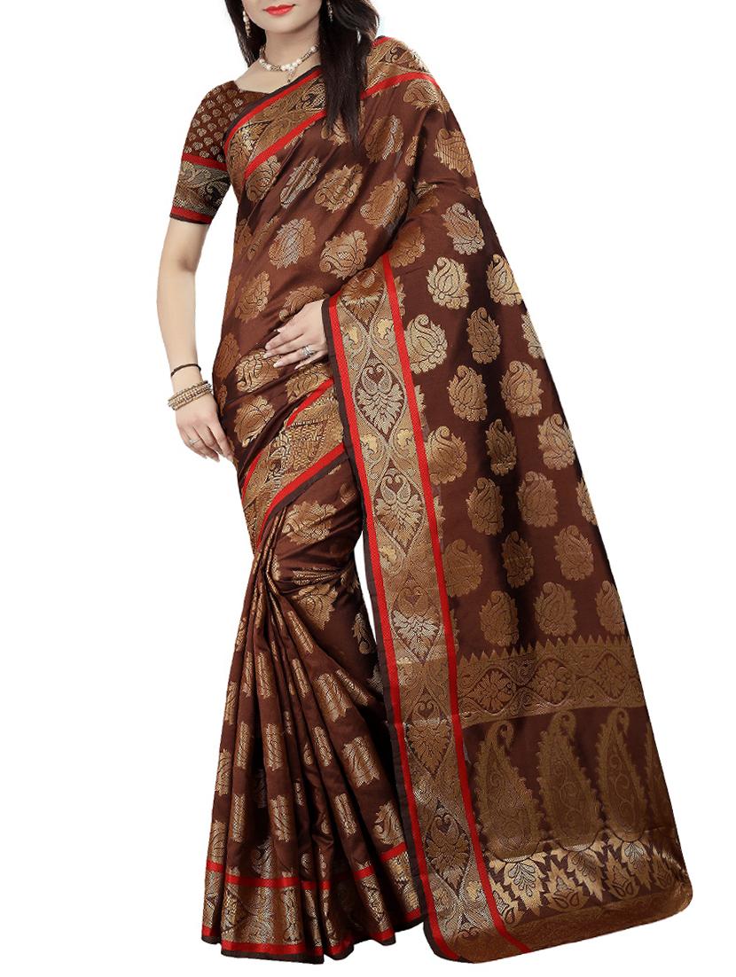 zari weave banarsi saree with blouse - 15504163 - Zoom Image - 0