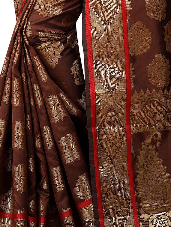 zari weave banarsi saree with blouse - 15504163 - Standard Image - 3