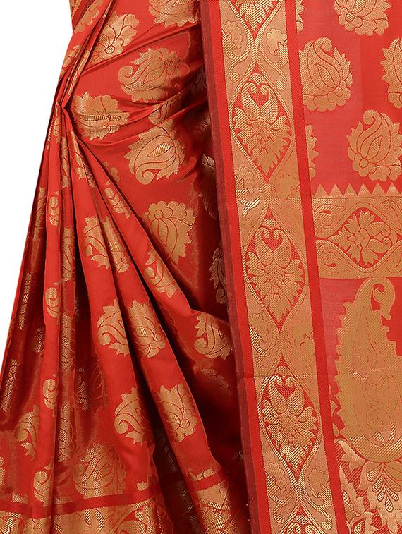 zari weave banarsi saree with blouse - 15504165 - Standard Image - 3