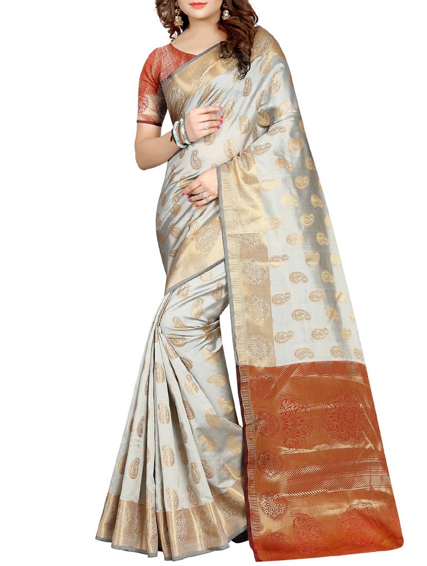zari weave banarsi saree with blouse - 15504166 - Zoom Image - 0