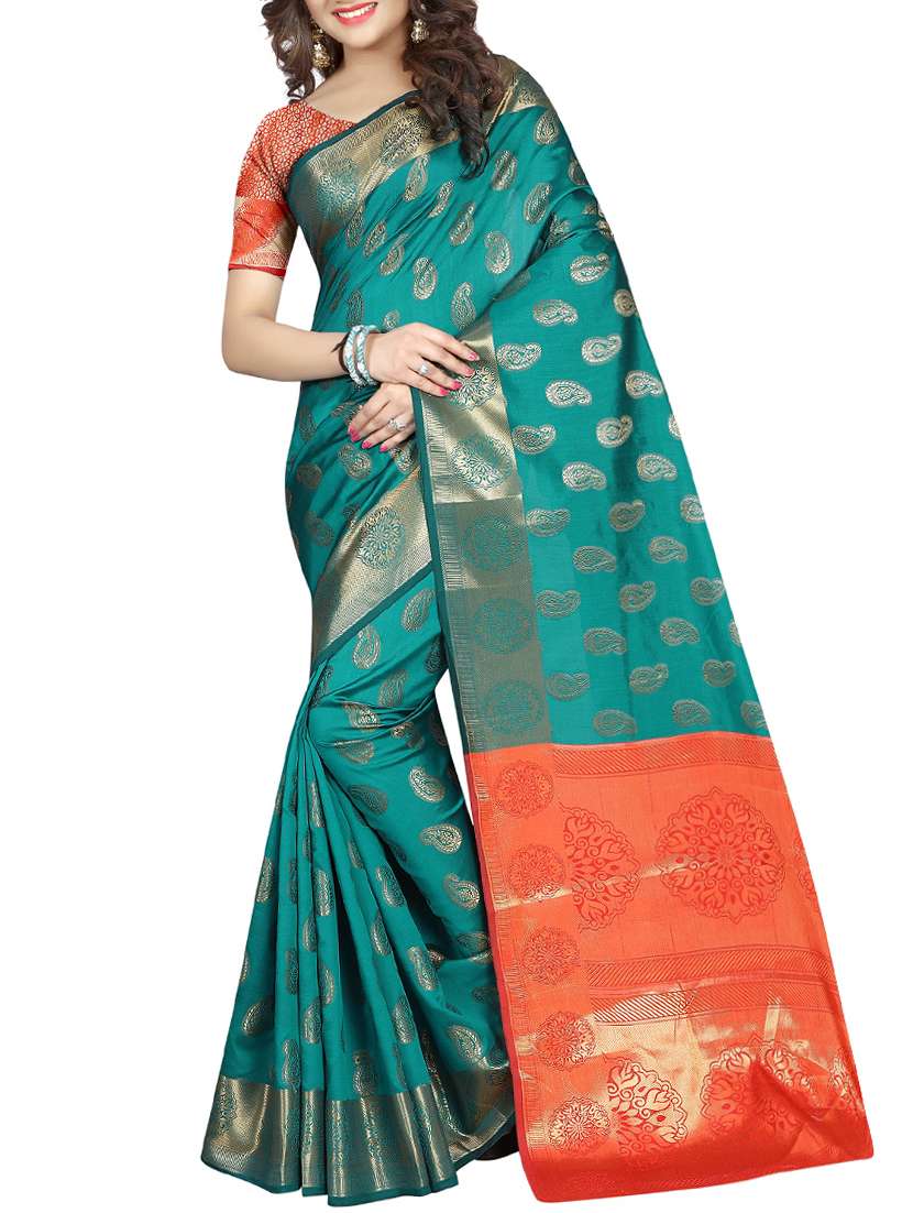 zari weave banarsi saree with blouse - 15504167 - Zoom Image - 0