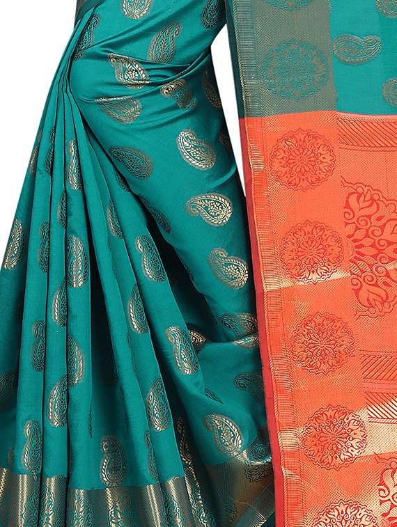 zari weave banarsi saree with blouse - 15504167 - Standard Image - 3