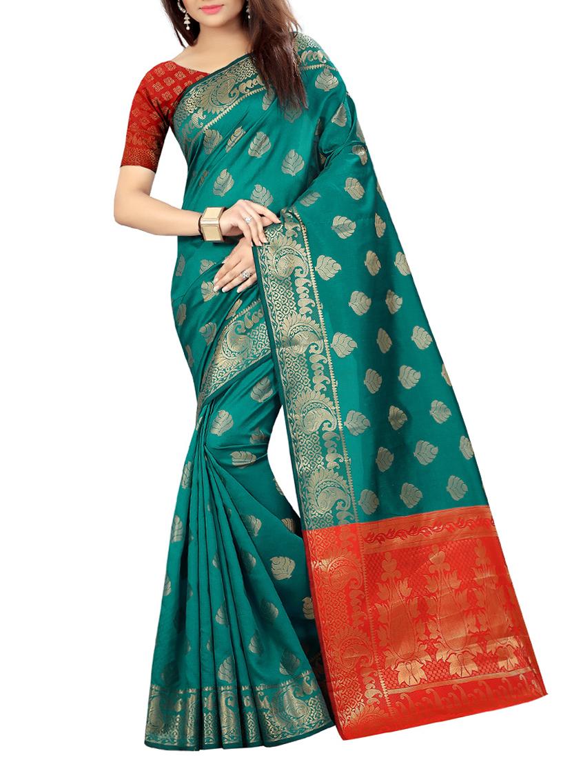 zari weave banarsi saree with blouse - 15504169 - Zoom Image - 0