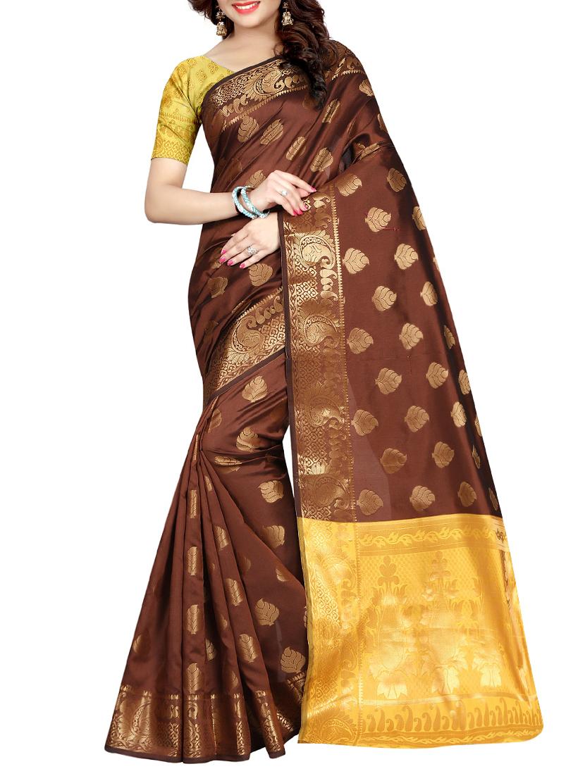 zari weave banarsi saree with blouse - 15504170 - Zoom Image - 0