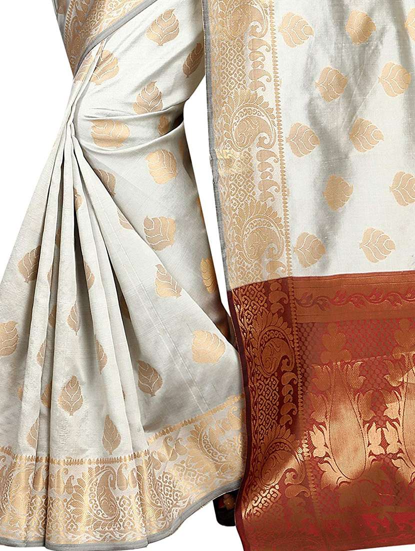 zari motifs banarasi saree with blouse - 15504171 - Standard Image - 3