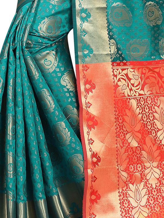 zari weave banarsi saree with blouse - 15504172 - Standard Image - 3