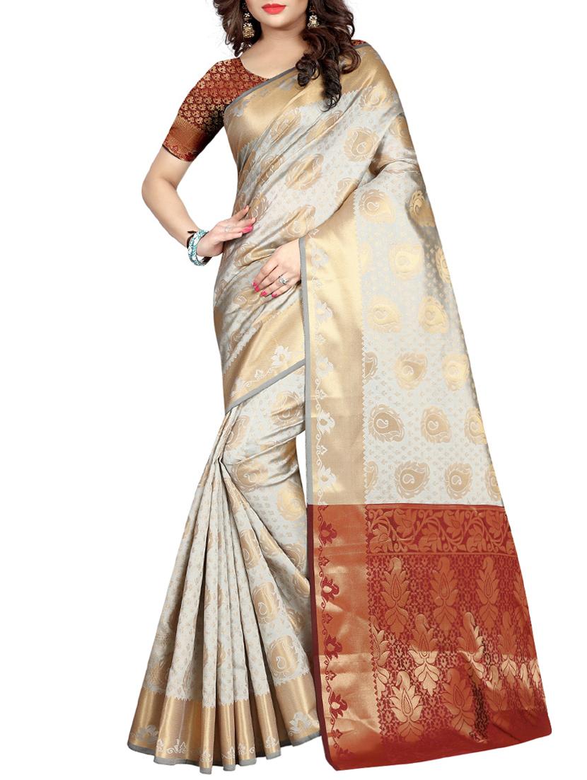 zari weave banarsi saree with blouse - 15504173 - Zoom Image - 0