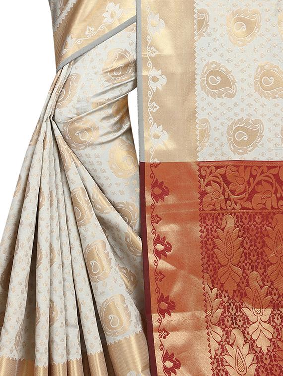 zari weave banarsi saree with blouse - 15504173 - Standard Image - 3