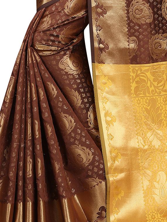 zari weave banarsi saree with blouse - 15504174 - Standard Image - 3