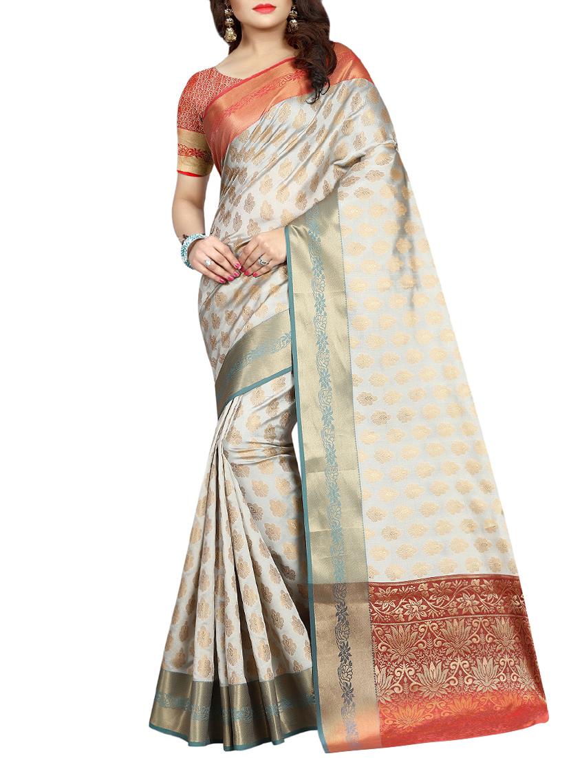 zari weave banarsi saree with blouse - 15504175 - Zoom Image - 0