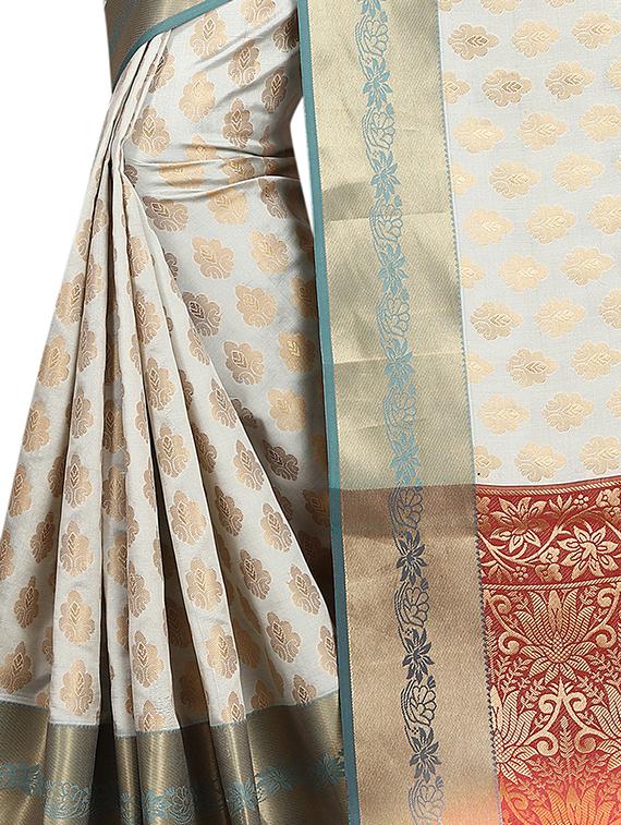 zari weave banarsi saree with blouse - 15504175 - Standard Image - 3