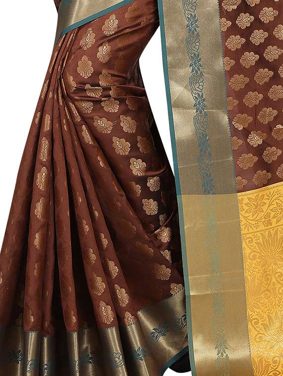 zari weave banarsi saree with blouse - 15504177 - Standard Image - 3