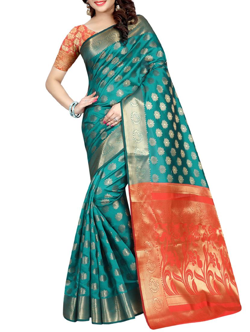zari weave banarsi saree with blouse - 15504179 - Zoom Image - 0