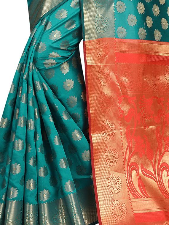 zari weave banarsi saree with blouse - 15504179 - Standard Image - 3