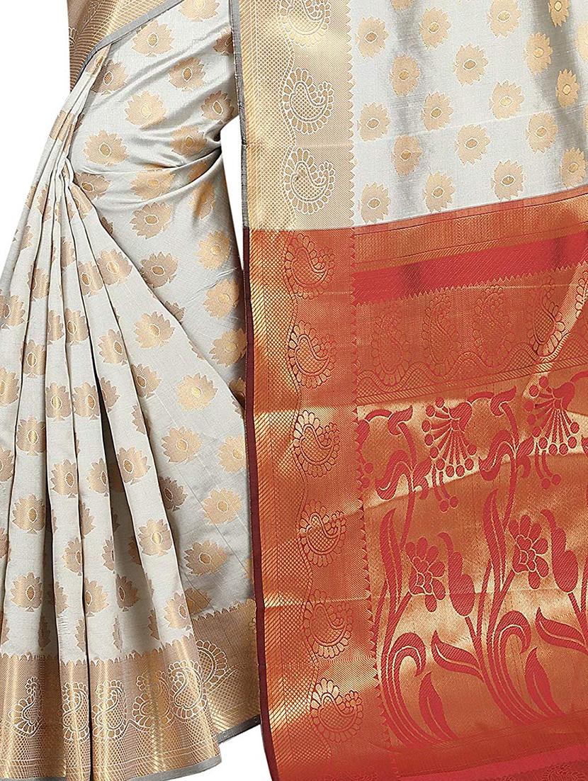 zari motifs banarasi saree with blouse - 15504182 - Standard Image - 3