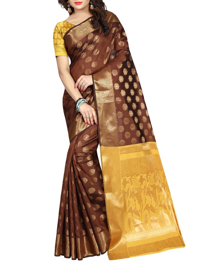 zari weave banarsi saree with blouse - 15504183 - Zoom Image - 0