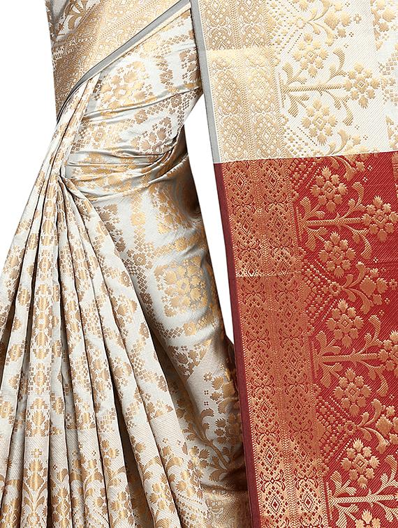 zari weave banarsi saree with blouse - 15504188 - Standard Image - 3