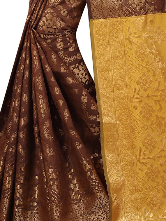 zari weave banarsi saree with blouse - 15504189 - Standard Image - 3