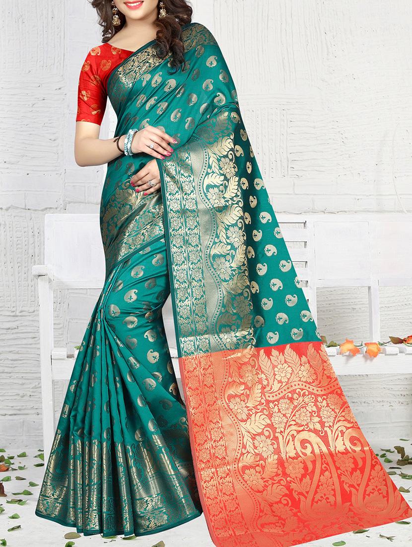zari weave banarsi saree with blouse - 15504192 - Zoom Image - 0