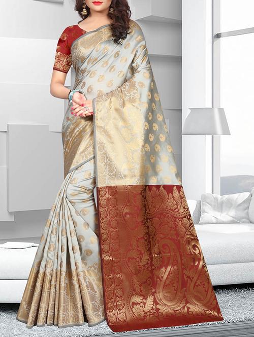 zari weave banarsi saree with blouse - 15504193 -  Standard Image - 0
