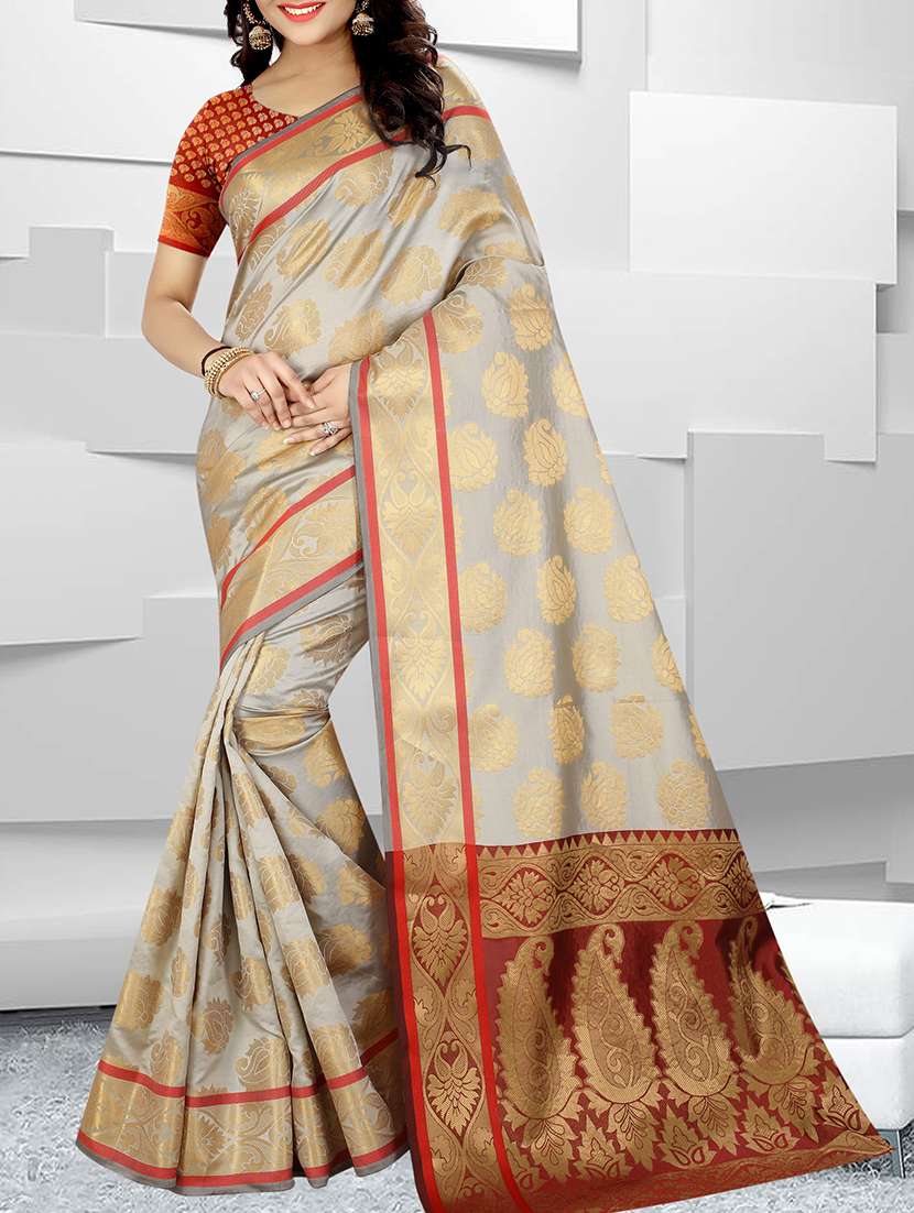 zari weave banarsi saree with blouse - 15504195 - Zoom Image - 0