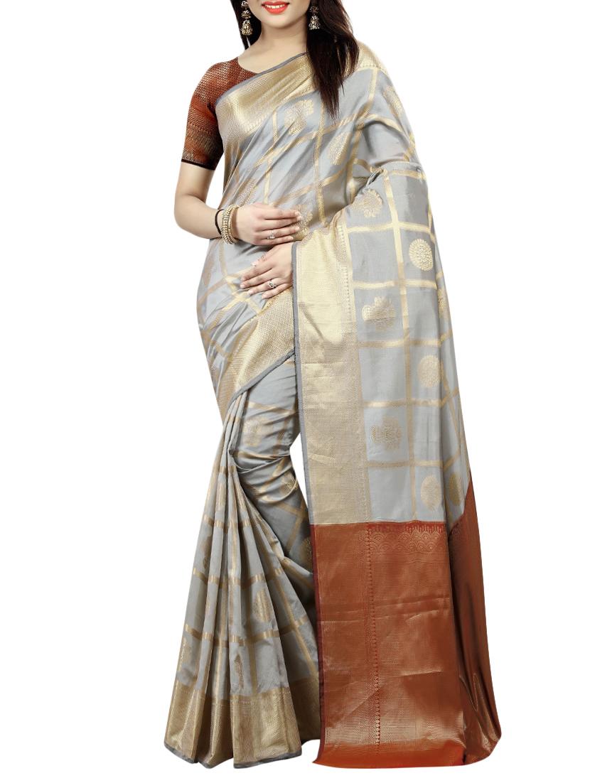 zari motifs banarasi saree with blouse - 15504196 - Zoom Image - 0