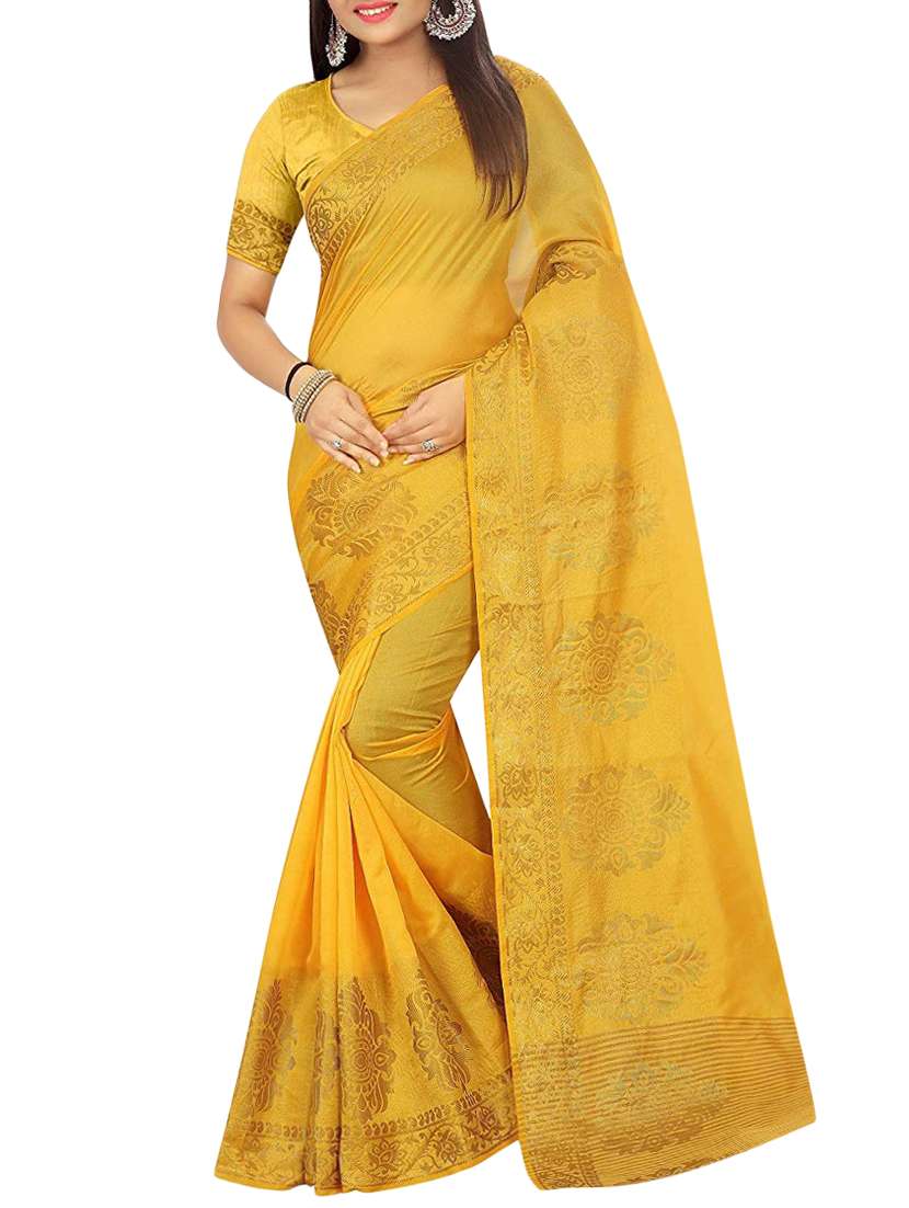 ethnic motif foil printed saree with blouse - 15504228 - Zoom Image - 0