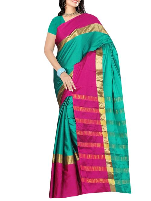contrast bordered saree with blouse - 15504253 -  Standard Image - 0