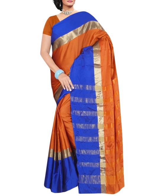 contrast bordered saree with blouse - 15504254 -  Standard Image - 0