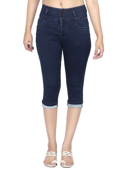 high waist denim capri - 15504495 -  Standard Image - 0