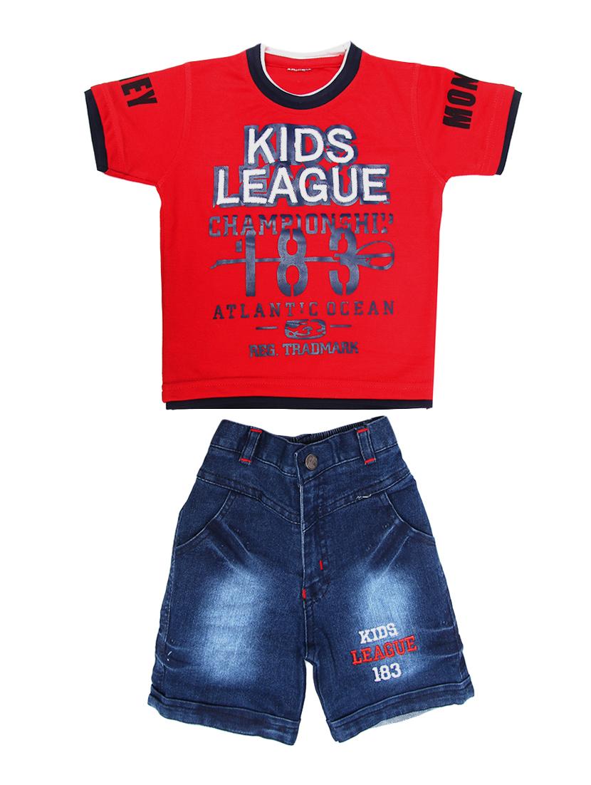 red cotton shorts set - 15504501 - Zoom Image - 0