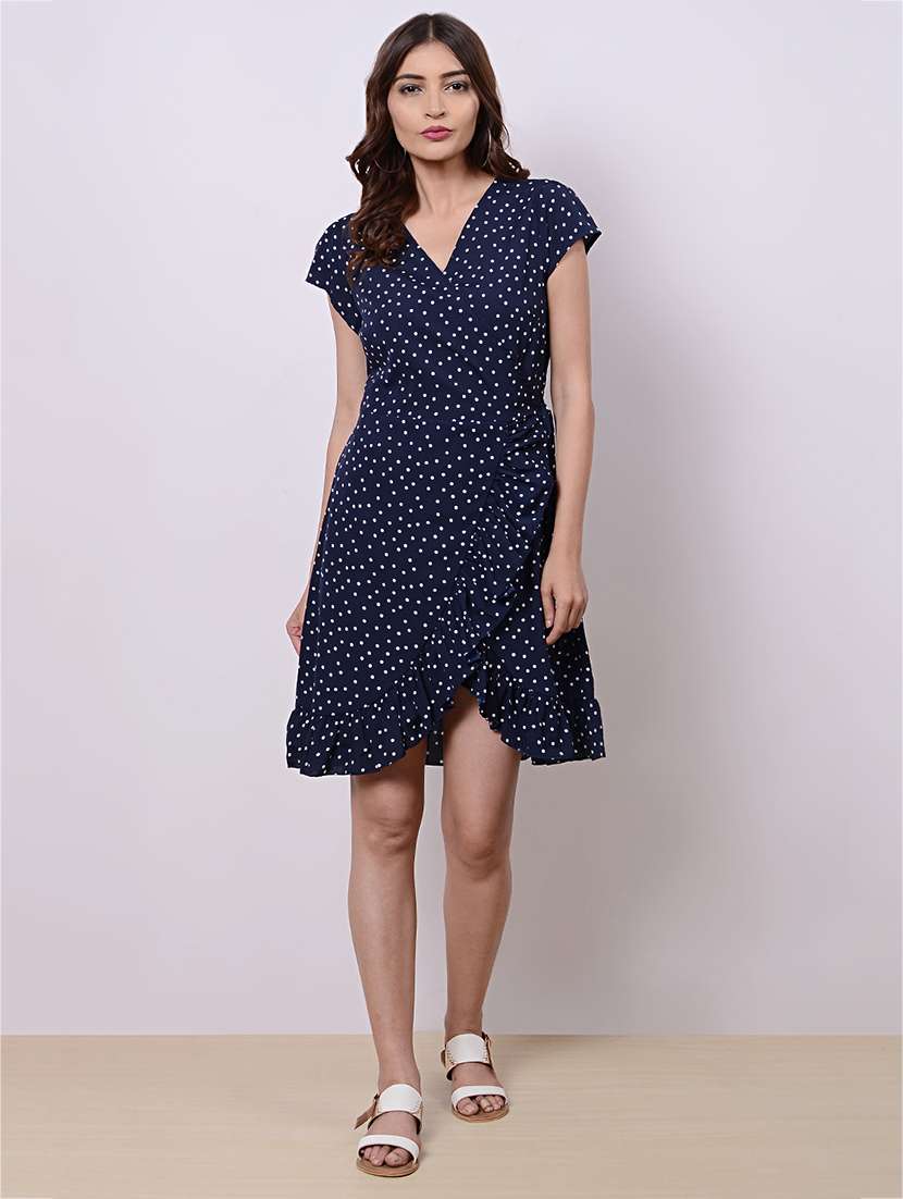 nautical polka dot wrap dress