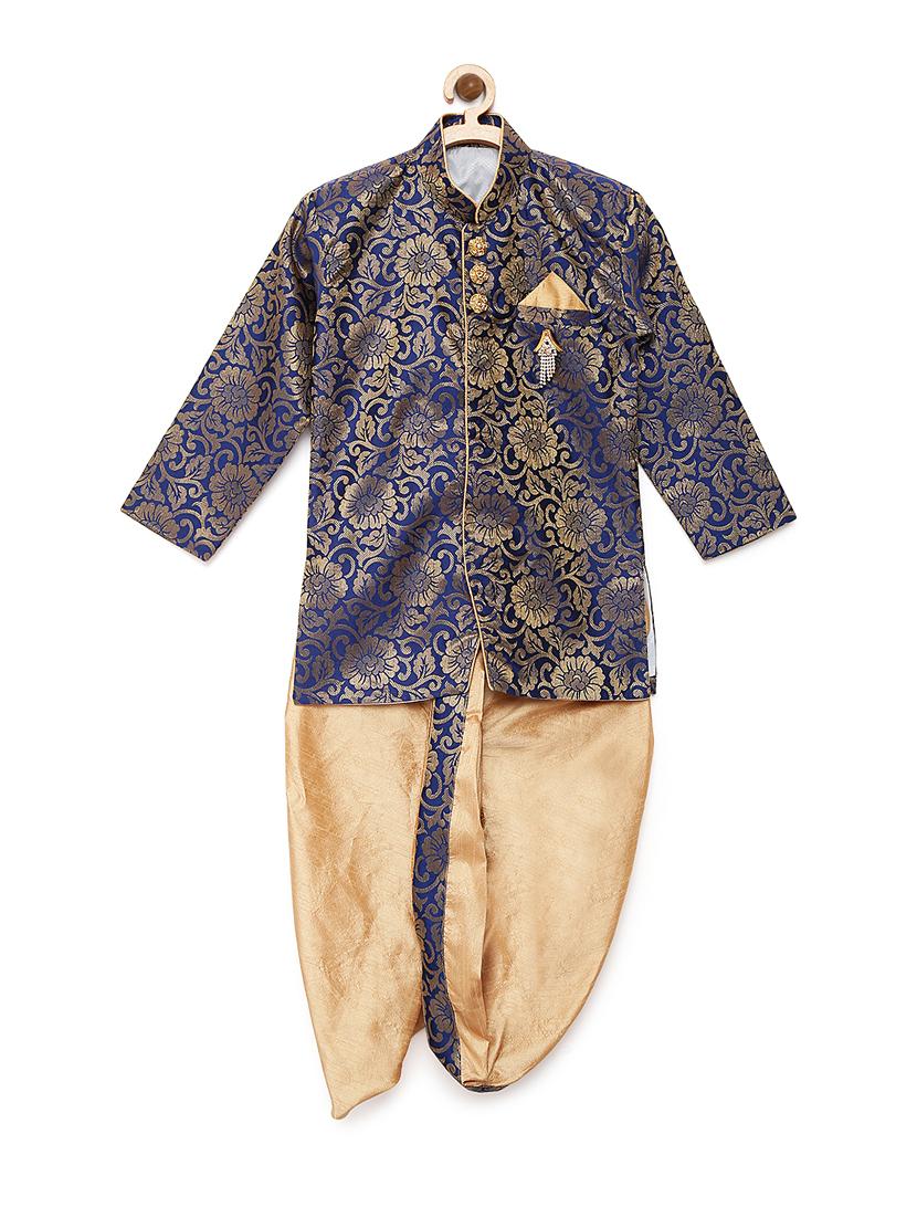 blue cotton blend dhoti kurta set - 15505455 - Zoom Image - 0