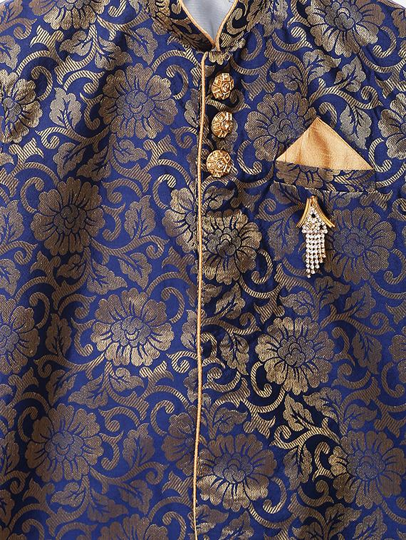 blue cotton blend dhoti kurta set - 15505455 - Standard Image - 3