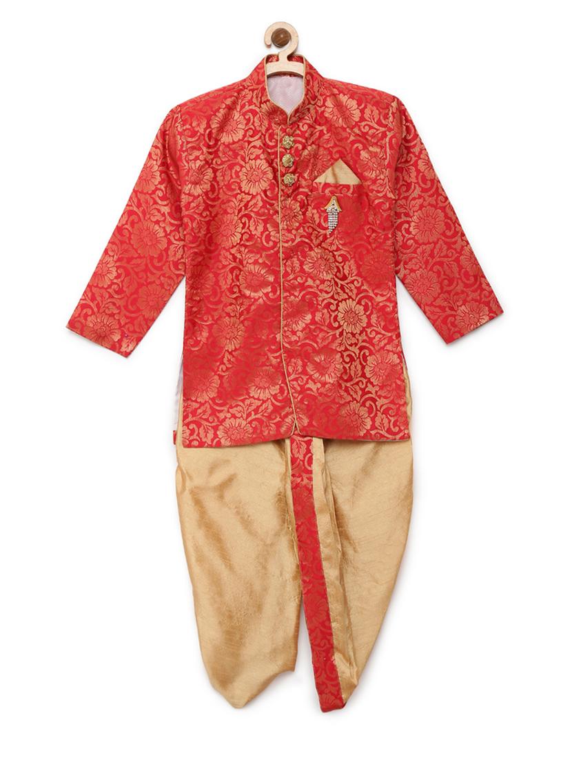 red cotton blend kurta set - 15505458 -  Zoom Image - 0