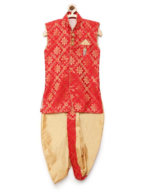 red cotton blend kurta set - 15505462 -  Standard Image - 0