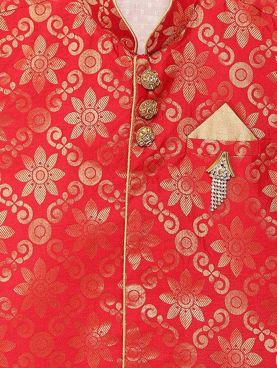 red cotton blend kurta set - 15505462 - Standard Image - 3